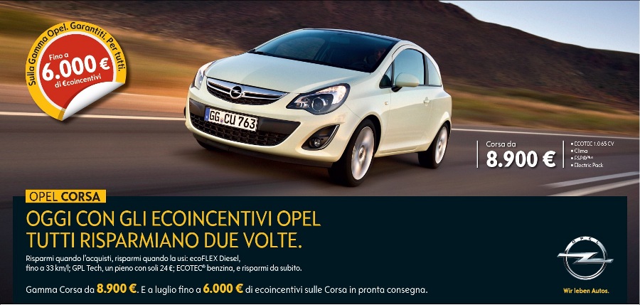 201407 Opel Corsa promozione sconto 6000 euro sito promo